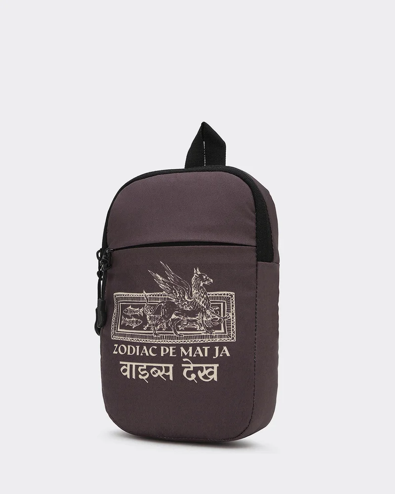 bewakoof Unisex Brown Zodiac Pe Mat Ja Vibes Dekh Printed Sling Bag